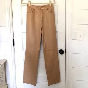 Genuine leather high waisted pants